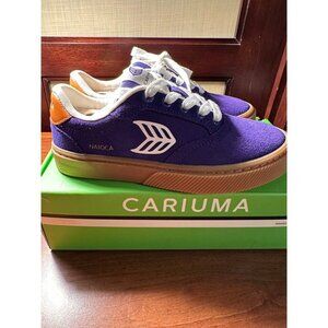 Cariuma NAIOCA Gum Liberty Purple Suede Off-White Logo Orange Size W6/M4.5